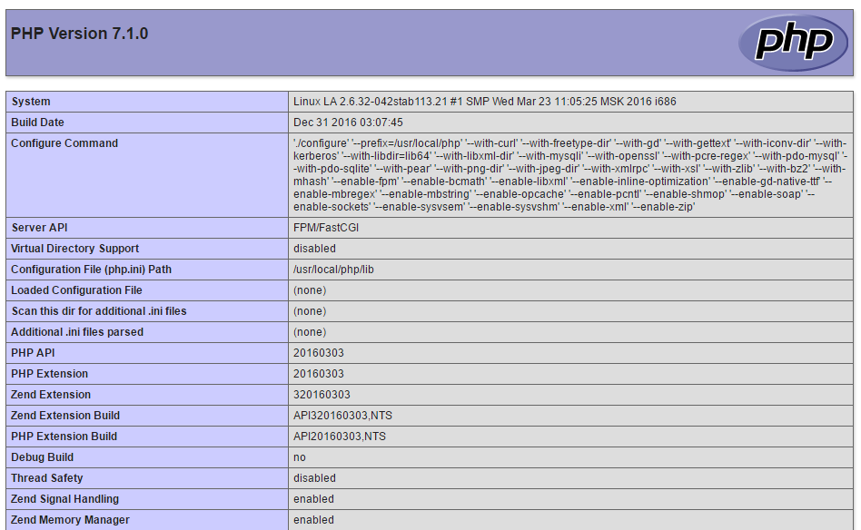 phpinfo